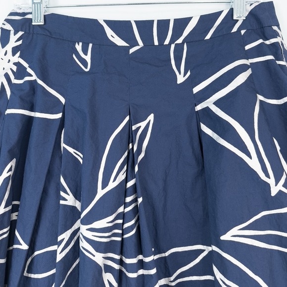 Talbots RSVP Floral Pleated Full Midi Skirt Size 8 Lined Blue Silver Pockets - Picture 12 of 16
